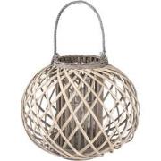 Clayre & Eef Windlicht  Ø 47x36 cm Grijs Hout Rond Kaarsenhouder