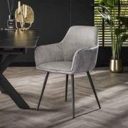Set van 2 Eetkamerstoelen Licia Ribstof - Met Armleuningen