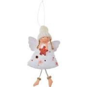 Clayre & Eef Kersthanger Engel 15 cm Wit Synthetisch Kerstboomversieri...