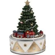 Clayre & Eef Muziekdoos Kerstboom Ø 11x15 cm Groen Goudkleurig Kunstst...