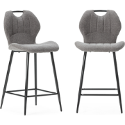Set van 2 krukken in stof met zwarte metalen poten H65 cm - MULI