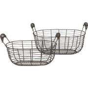 Clayre & Eef Opbergmand Set van 2  Bruin Ijzer Rond Mand