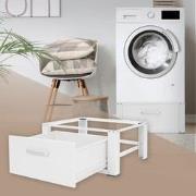 Wasmachinevoet met lade 63x54 cm wit staal ML design
