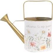 Clayre & Eef Decoratie Gieter  34x12x32 cm Wit Metaal Bloemen WELCOME ...