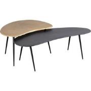 PTMD Blaze Black Casted Alu Coffee Table Set Of 2