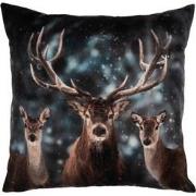 Clayre & Eef Kussenhoes 45x45 cm Grijs Polyester Herten