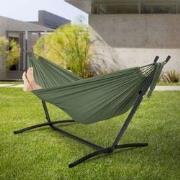 XXL hangmat met stalen frame tot 250 kg Khaki incl. draagtas ML-Design
