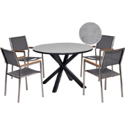 Beliani MALETTO/GROSSETO - Tuintafelset-Grijs-Aluminium, Polyester