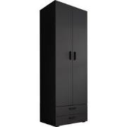 Meubella Kledingkast Brussel - Antraciet - 74 cm - Met lades