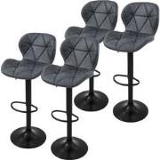 Set van 2 barkrukken 2x antraciet kunstlederen bekleding met rugleunin...