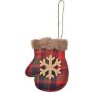 Clayre & Eef Kersthanger Wanten 10 cm Rood Synthetisch Sneeuwvlokken K...