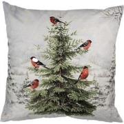 Clayre & Eef Kussenhoes 45x45 cm Wit Polyester Kerstboom