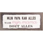 Clayre & Eef Tekstbord  13x30 cm Wit Zwart Metaal Rechthoek Papa Mama ...