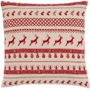 Clayre & Eef Kussenhoes  40x40 cm Rood Katoen Vierkant Rendieren Sierk...