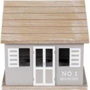 Clayre & Eef Eierkastje Huis 20x14x18 cm Grijs Bruin Hout Egg house Ei...