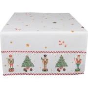 Clayre & Eef Tafelloper Kerst  50x140 cm Wit Rood Katoen Rechthoek Not...