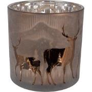Clayre & Eef Theelichthouder Ø 15x15 cm Bruin Glas Waxinelichthouder