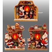 Set van artikelen kerstman openhaard met vlam set 3