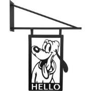 Metal Door Sign Swing Pluto Hello Black 35x4x45 cm