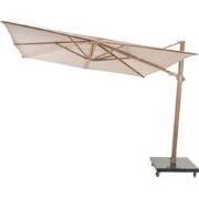 Parasol Siesta Premium 300 x 300 cm zand met houtlook frame 4SO