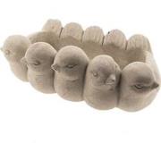 Clayre & Eef Bloempot  31x19x11 cm Grijs Aardewerk Rechthoek Vogels Bl...