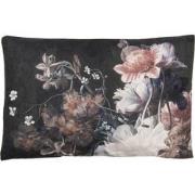 Clayre & Eef Sierkussen  60x40 cm Zwart Wit Polyester Rechthoek Bloeme...