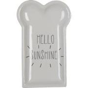 Clayre & Eef Ontbijtbord  10x17 cm Wit Keramiek Hello sunshine Bord