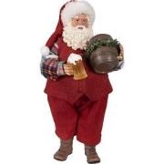Clayre & Eef Beeld Kerstman 28 cm Rood Textiel op kunststof Beeld Kers...