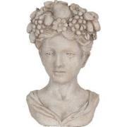 Clayre & Eef Bloempot Binnen Hoofd 22x21x35 cm Grijs Steen Bloempot