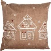 Clayre & Eef Kussenhoes 45x45 cm Bruin Polyester Gingerbread house Sie...
