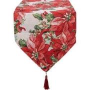 Clayre & Eef Tafelloper Kerst 33x180 cm Rood Polyester Katoen