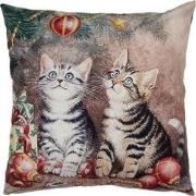 Clayre & Eef Kussenhoes 45x45 cm Bruin Polyester Katten