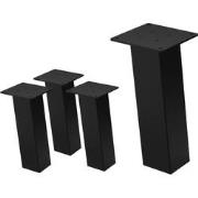 Set van 4 tafelpoten schuin H30 cm zwart glanzend staal vierkant profi...