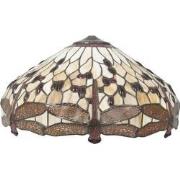 LumiLamp Lampenkap Tiffany  Ø 49x28 cm Bruin Beige Glas Libelle Glazen...