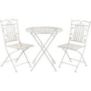 Clayre & Eef Bistroset Bistrotafel Bistrostoel 3-delig  Ø 70x77 cm Wit...