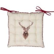 Clayre & Eef Stoelkussen Foam  40x40 cm Beige Rood Katoen Vierkant Her...
