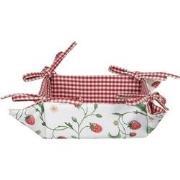 Clayre & Eef Broodmand  35x35 cm Wit Rood Katoen Aardbeien Cadeau keuk...