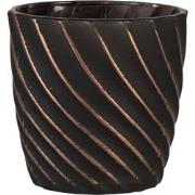 Clayre & Eef Theelichthouder  Ø 9x9 cm Zwart Glas Rond Waxinelichthoud...