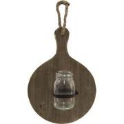 Clayre & Eef Glazen Vaasjes in Houder  27x13x38 cm Bruin Hout Glas Pla...