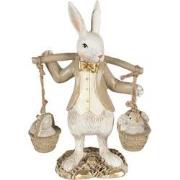 Clayre & Eef Beeld Konijn 17 cm Beige Bruin Polyresin Woonaccessoires