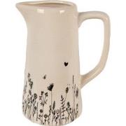 Clayre & Eef Decoratie Kan  16x11x20 cm Beige Zwart Keramiek Waterkan
