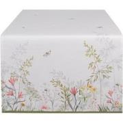 Clayre & Eef Tafelloper  50x140 cm Wit Katoen Bloemen