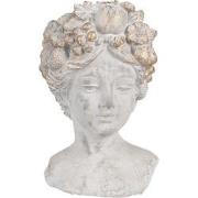Clayre & Eef Bloempot Binnen Vrouw 14x14x22 cm Grijs Steen Plantenpot