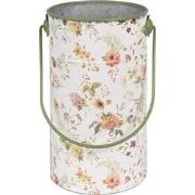Clayre & Eef Decoratie Emmer  Ø 19x27 cm Wit Metaal Bloemen