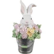 Clayre & Eef Decoratie Beeld Konijn 8x9x15 cm Wit Grijs Kunststof