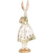 Clayre & Eef Decoratie Beeld Konijn 12x9x33 cm Beige Kunststof