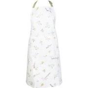 Clayre & Eef Keukenschort  70x85 cm Wit Groen Katoen Bloemen BBQ Schor...