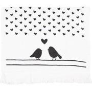 Clayre & Eef Gastendoekje  40x66 cm Zwart Wit Katoen Vogel Toilet hand...
