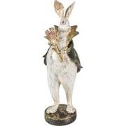 Clayre & Eef Beeld Konijn 10x10x29 cm Beige Groen Polyresin Woonaccess...