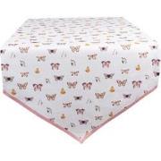 Clayre & Eef Tafelloper  50x160 cm Beige Roze Katoen Vlinders Tafelkle...